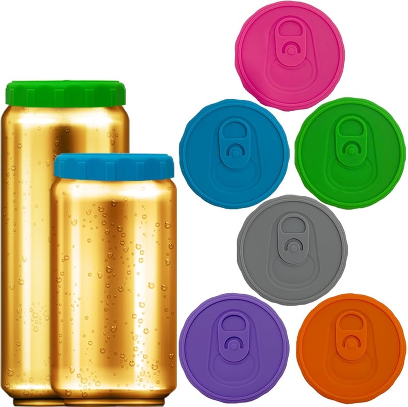 Hoimoto 6 Pack Silicone Soda Can Lids, BPA-Free Reusable Silicone Beverage Can Covers - Protector & Stopper For Soda, Beer, Drink, Juice, Coke, Beverage, Fits Standard Size Cans - Image 1
